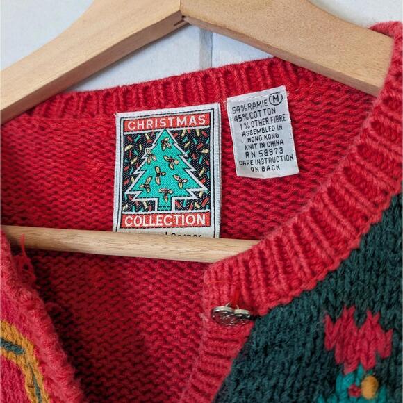 Vintage 90s Casual Corner chunky knit holiday Christmas Noel cardigan - Picture 7 of 7